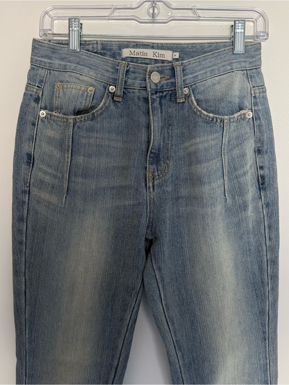 Matin Kim Y2K Flare Side Snap Faded Bootcut Jeans - Picture 2 of 10